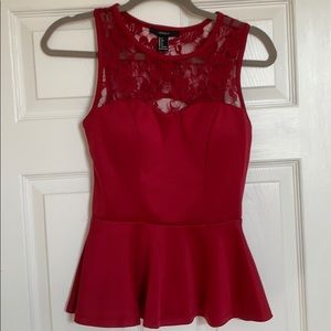 red peplum top